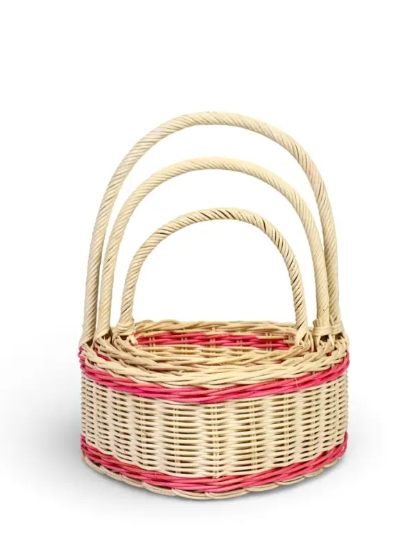 Корзина плетёная для хранения &laquo;Сердце&raquo;, лоза, с ручкой, кукуруза, набор 3 шт.
