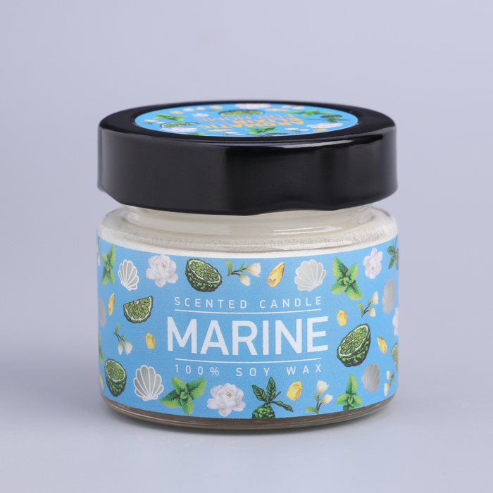 Свеча ароматическая в банке  Свеча ароматическая в банке "Морская вода", совый воск, 80 г