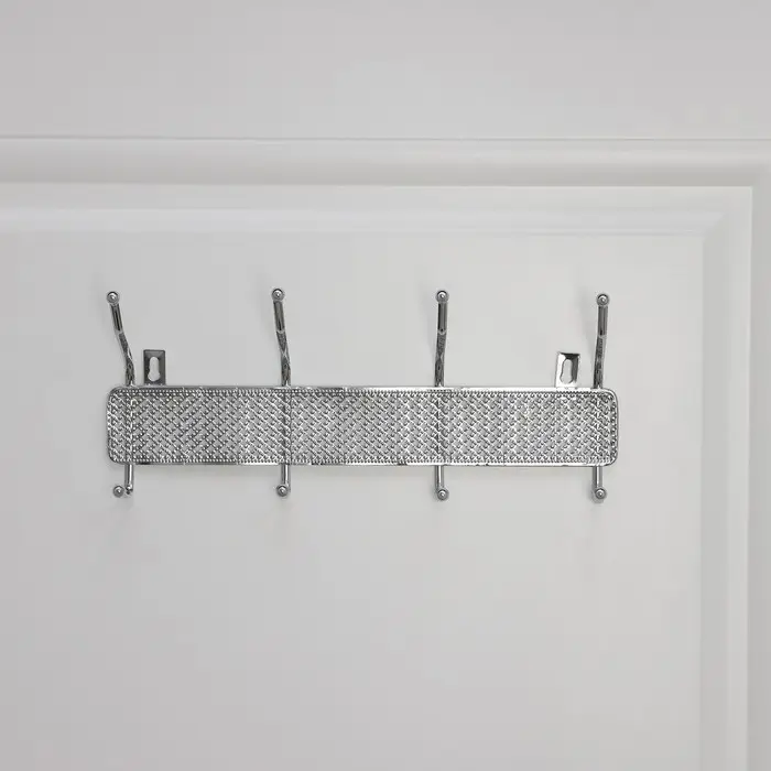 Вешалка настенная Доляна &laquo;Шах&raquo;, 4 двойных крючка, 32.5&times;13&times;6 см, хромированная