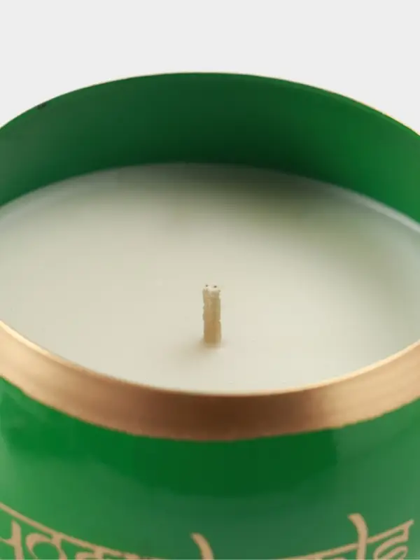 Свеча в чаше Yoga heal the soul, 200 г, 8.5&times;7 см, соевый воск, зелёная