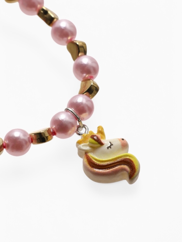 Браслет детский "Выбражулька" на затяжке, единорог с бусинами, цветной