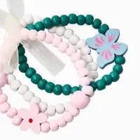 Набор детских браслетов 3шт. &laquo;Выбражулька&raquo; с бантом, бабочка, d=6 см, розово-зеленый