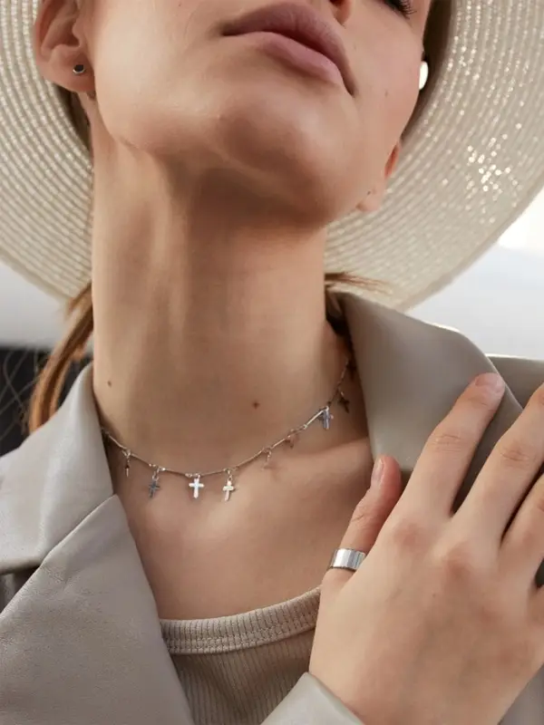 Чокер &laquo;Металлика&raquo;, крестики, цвет серебро, L=30 см