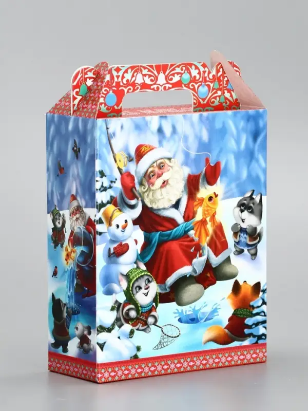 Подарочная коробка новогодняя «Золотая рыбка» 14×6×21 см Подарочная коробка новогодняя «Золотая рыбка» 14×6×21 см