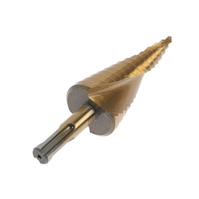 Сверло ступенчатое ТУНДРА ПРОФИ, HSS, TiN, спиральный профиль, SDS-plus, 4-32 мм Сверло ступенчатое ТУНДРА ПРОФИ, HSS, TiN, спиральный профиль, SDS-plus, 4-32 мм