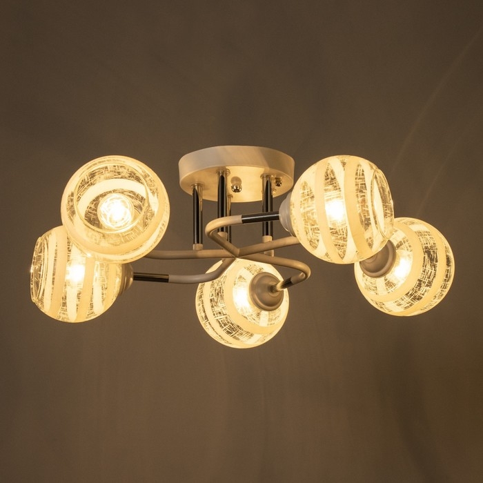 Люстра Люстра "Офелия" 5хЕ27 40Вт бело-хромовый 60х60х27 см BayerLux