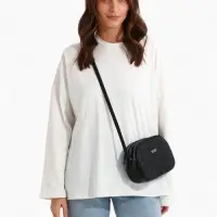 Сумка женская кросс-боди на молнии, 19&times;7&times;15 см, в клетку, чёрная