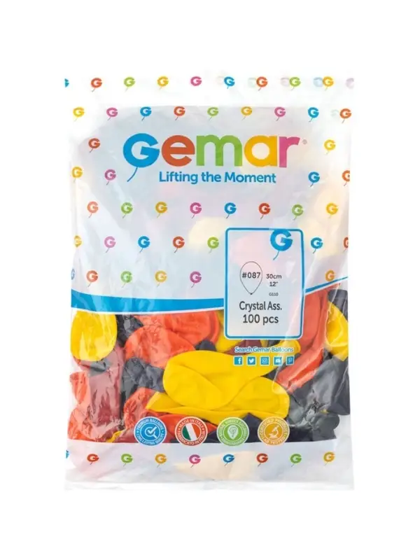 Воздушные шары латексные 12", кристалл, 100 шт., МИКС