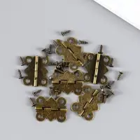 Петля для шкатулки (ключницы), металл, фигурная, под бронзу, набор 6 шт., 1.5&times;2.1 см