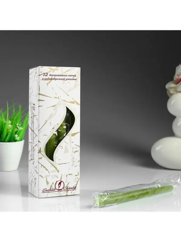 Свеча античная, 2.3&times;24.5 см, 5 ч, 55 г, оливковая