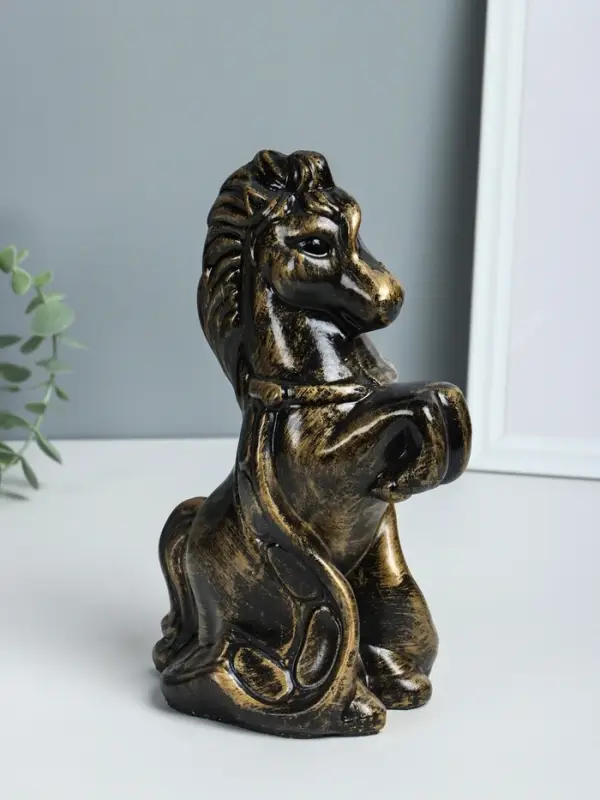 Копилка "Лошадка с попоном" высота 25 см, античный