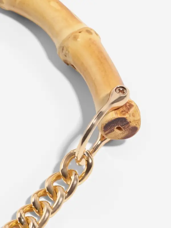 Ручка для сумки, бамбук, с цепочками и карабинами, 60 см, цвет золотой