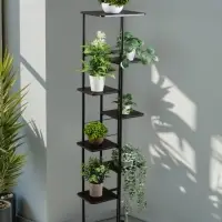 Подставка для цветов Greengo, 8 полок, 36&times;23&times;136 см, напольная, каркас металл, полки МДФ, чёрная