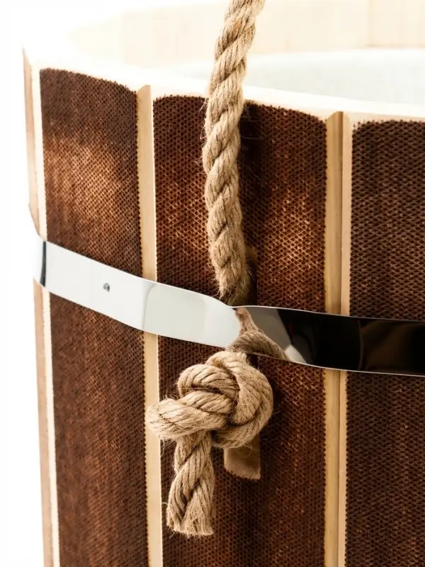 Ведро из липы, 15л,  пластиковая вставка, ручка-веревка "Добрыня"