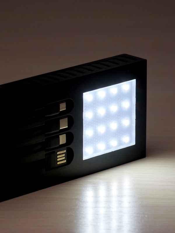 Внешний аккумулятор 10000 мАч, 10 W, 2 USB, Type-C, фонарик, солнечная панель, чёрный