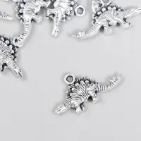 Металлический элемент, декоративная подвеска «Арт Узор. Стегозавр», серебро, 2.6×1.2 см Металлический элемент, декоративная подвеска «Арт Узор. Стегозавр», серебро, 2.6×1.2 см