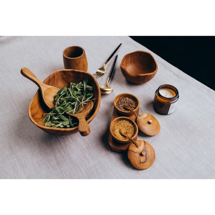 Баночки для специй "Соль, перец" 17х7х6 см, тиковое дерево