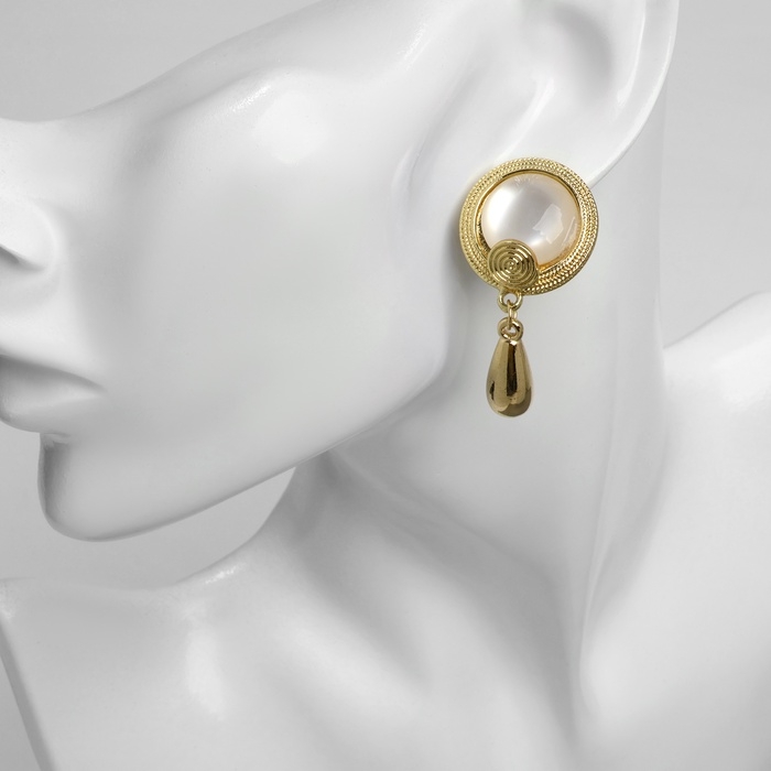 Серьги с жемчугом Серьги с жемчугом "Капли" буря, цвет золото