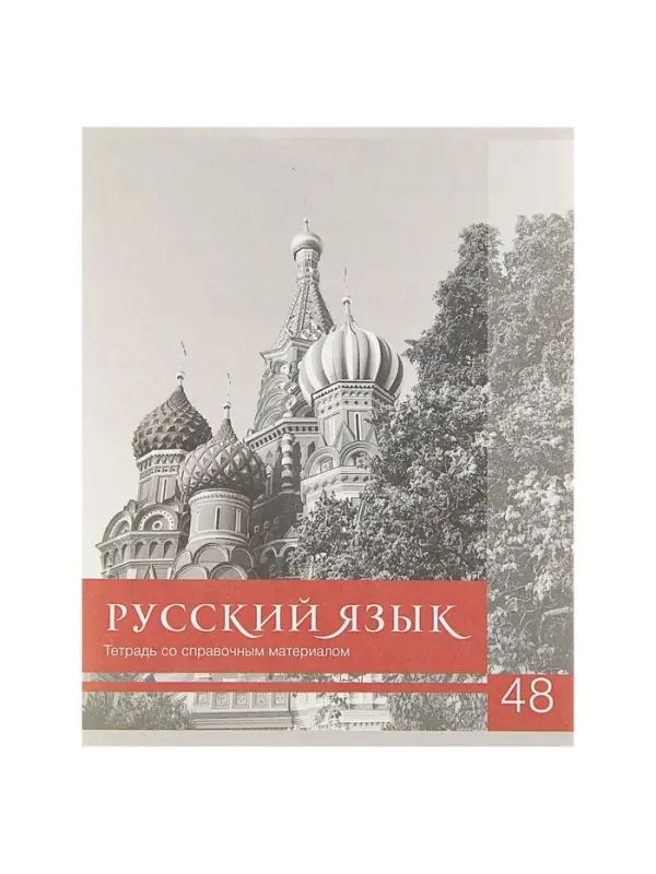 Предметная тетрадь по русскому языку Calligrata &laquo;Чёрное-белое&raquo;, 48 листов, в линейку, со справочным материалом, бумажная обложка