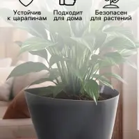 Горшок для цветов &laquo;Элеганс&raquo;, 2 л, d=17.3 см, h=15 см, пластиковый, с поддоном, серый