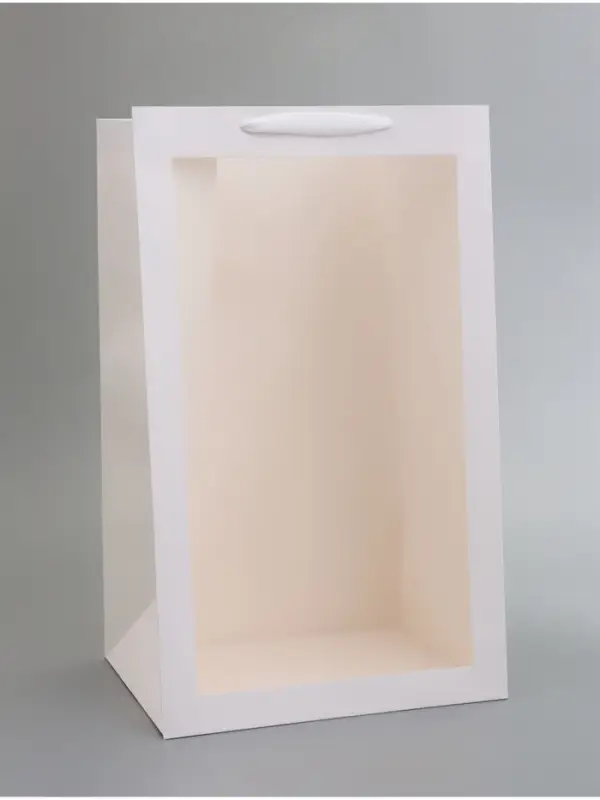 Пакет подарочный с окном, белый, 50&times;30&times;25 см