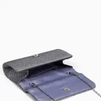 Сумка-клатч вечерняя на магните, на серебристой цепочке, светло-серая