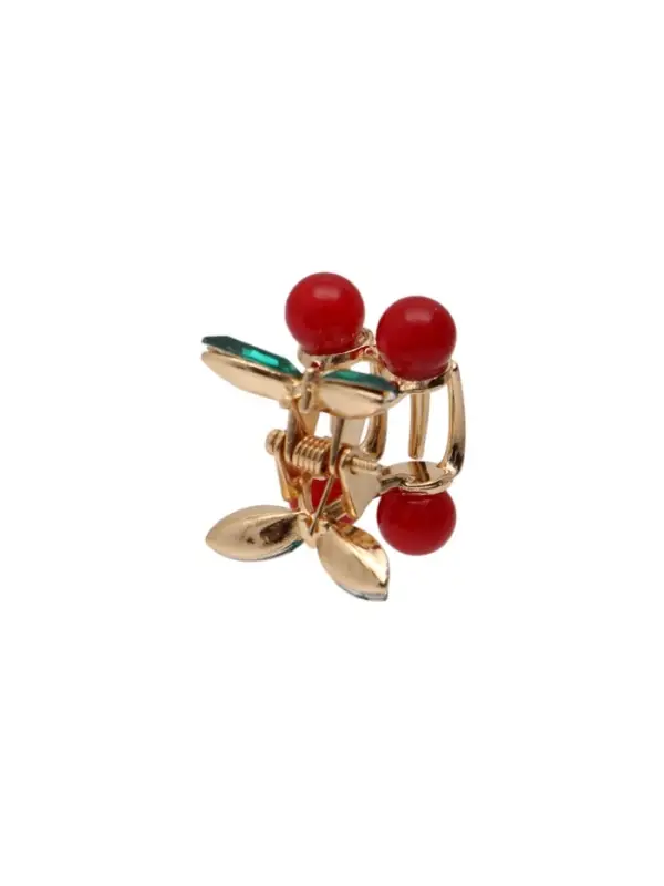 Краб для волос "Вишенки" 2х2 см, золото