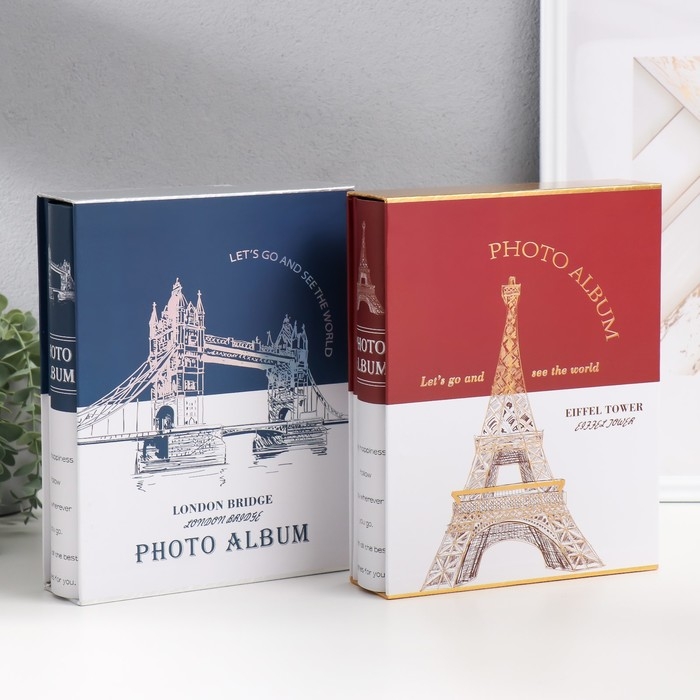 Фотоальбом на 200 фото 10х15 см  Фотоальбом на 200 фото 10х15 см "Мост" в коробке МИКС 26х20,5х5,5 см