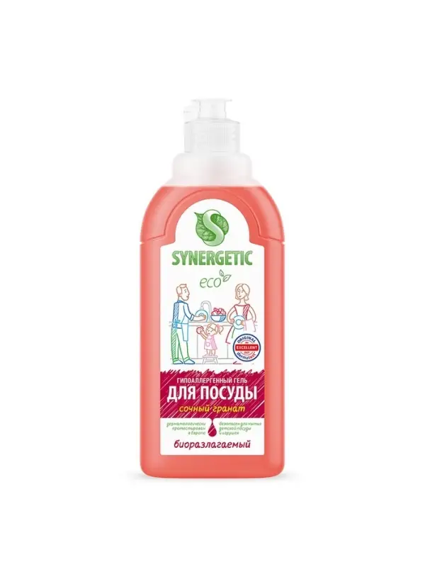Средство для мытья посуды Synergetic &laquo;Гранат&raquo;, гель антибактериальный, биоразлагаемый, 500 мл