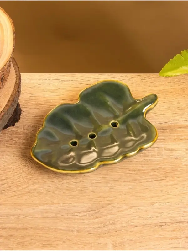 Мыльница &laquo;Опавший лист&raquo;, 15&times;9.5&times;2 см, керамика, зелёно-коричневая