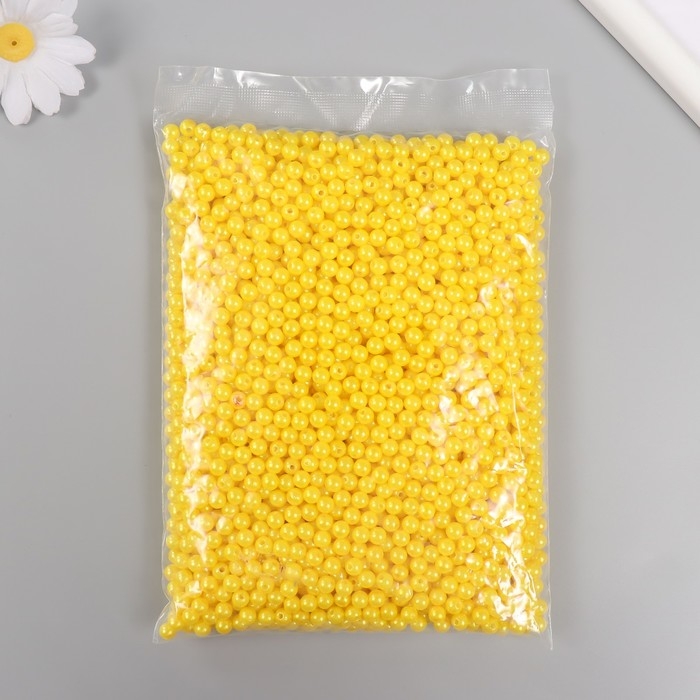 Набор бусин Набор бусин "Жемчуг" d 6 мм, 250 гр, лимонный