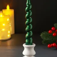 Свеча витая "LUXURY" 25*180 мм, лакированная, зеленая Свеча витая "LUXURY" 25*180 мм, лакированная, зеленая