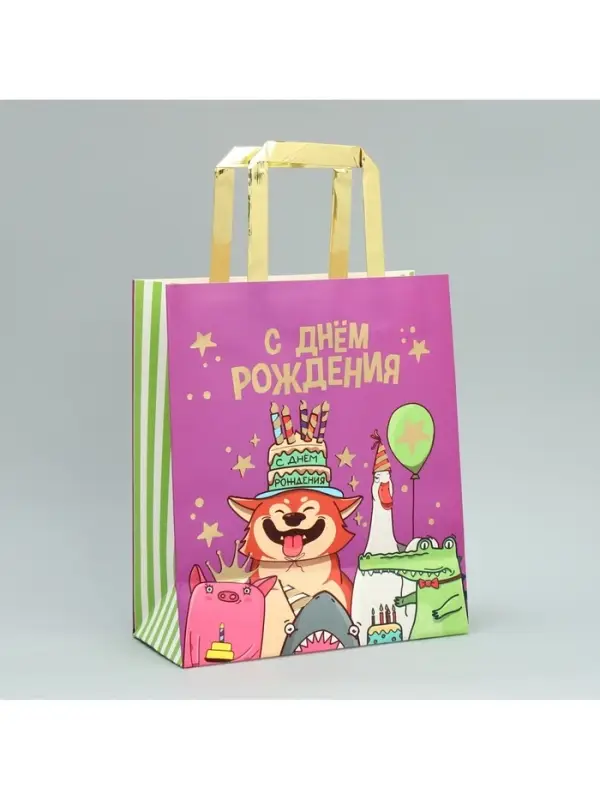 Пакет подарочный, упаковка, &laquo;С Днём рождения!&raquo;, ML 23&times;27&times;11.5 см