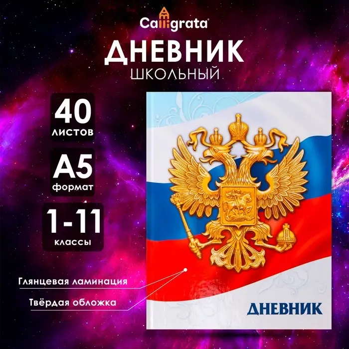 Дневник универсальный для 1-11 классов,  Дневник универсальный для 1-11 классов, "Символика-5", твердая обложка 7БЦ, глянцевая ламинация, 40 листов