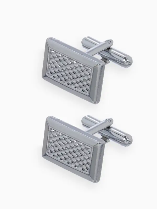 Запонки &laquo;Прямоугольник&raquo;, с точечным нанесением, цвет серебро