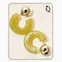 Серьги акрил &laquo;Полукольцо с бусиной №14&raquo;, зелёные, болотные в золоте