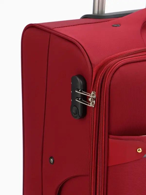 Чемодан на колёсах TEXTURA, кодовый замок, текстильный, с увеличением, 47&times;30&times;78 см, 28", красный