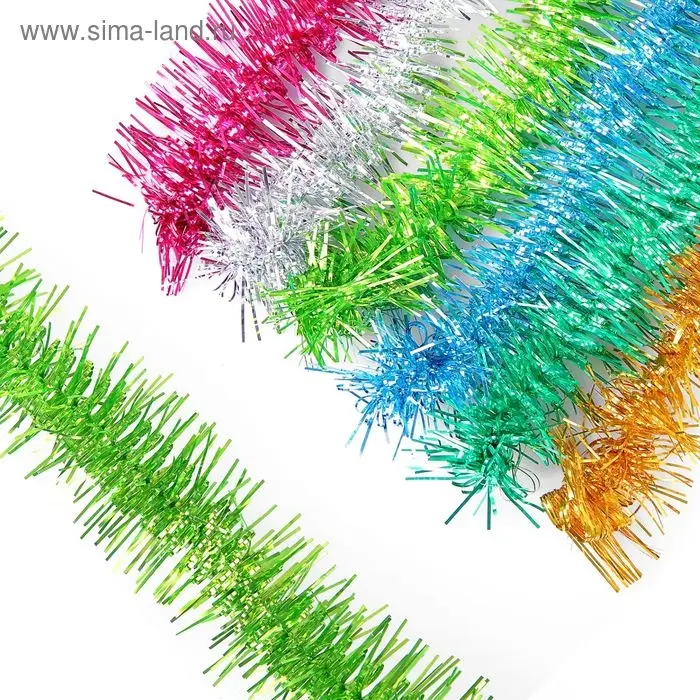 Мишура новогодняя «Металлическая» цветная, на проволоке, d-5 см, L-200 см, МИКС