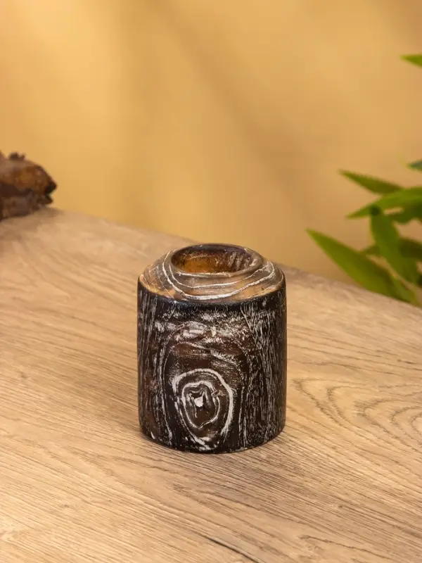 Подсвечник, d=3 см, 8&times;8&times;10 см, дерево джати, тёмно-коричневый