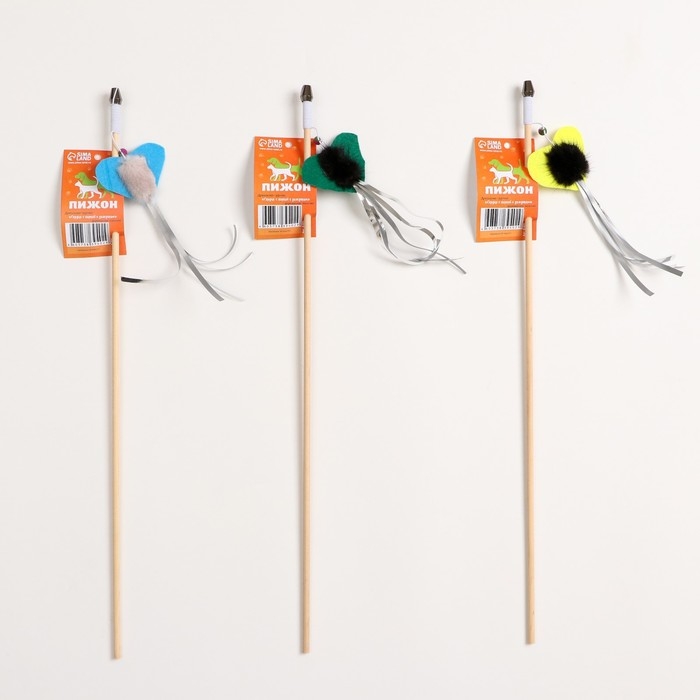 Дразнилка - удочка  Дразнилка - удочка "Сердце с норкой и дождиком" на деревянной палочке, микс цветов