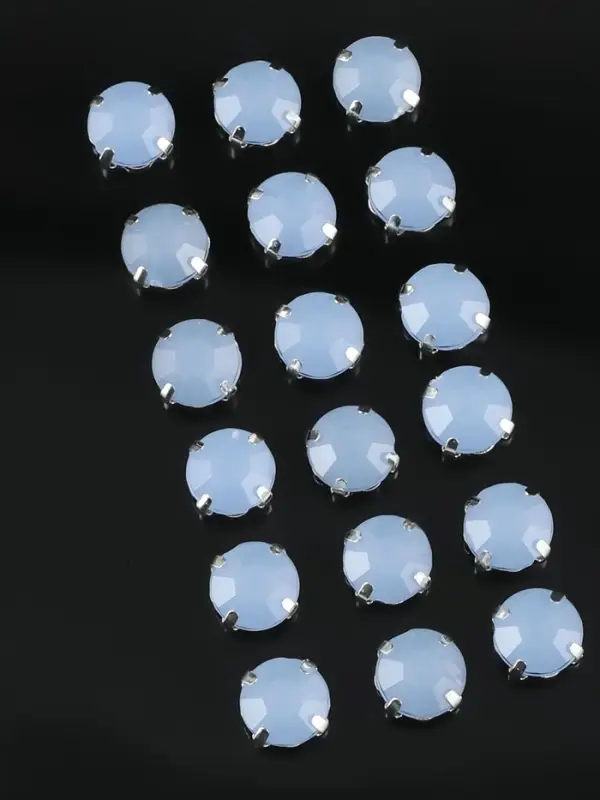 Стразы пришивные «Шатон», круглые, в цапах, d=10 мм, 20 шт., голубые
