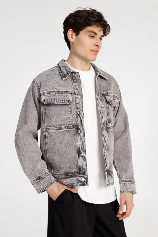 Куртка джинсовая O2, серая, размер XS/S