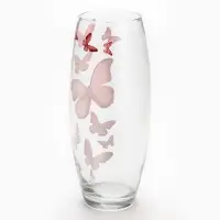 Ваза для цветов &laquo;Бабочки&raquo; стеклянная, прозрачная, 26 см 1.7 л.