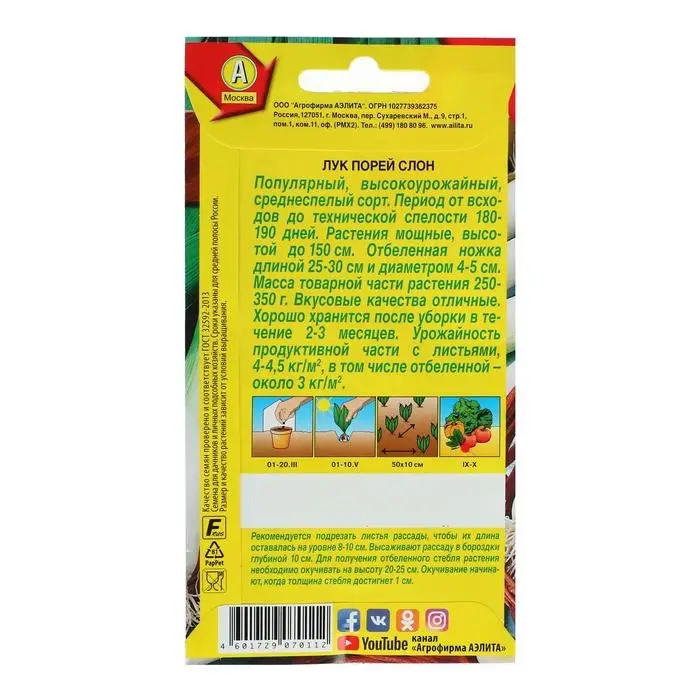 Семена Лук порей  Семена Лук порей "Слон", 0,5 г