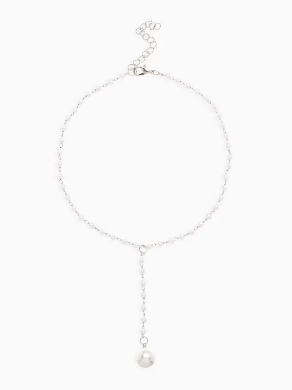 Колье с жемчугом &laquo;Олимпия&raquo;, белое в серебре, 32 см