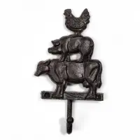 Крючок декоративный чугун "Петух, свинья и корова" 10х3х18,5 см