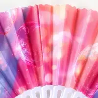 Веер пластик, текстиль "Пузырьки" МИКС 23 см Веер пластик, текстиль "Пузырьки" МИКС 23 см