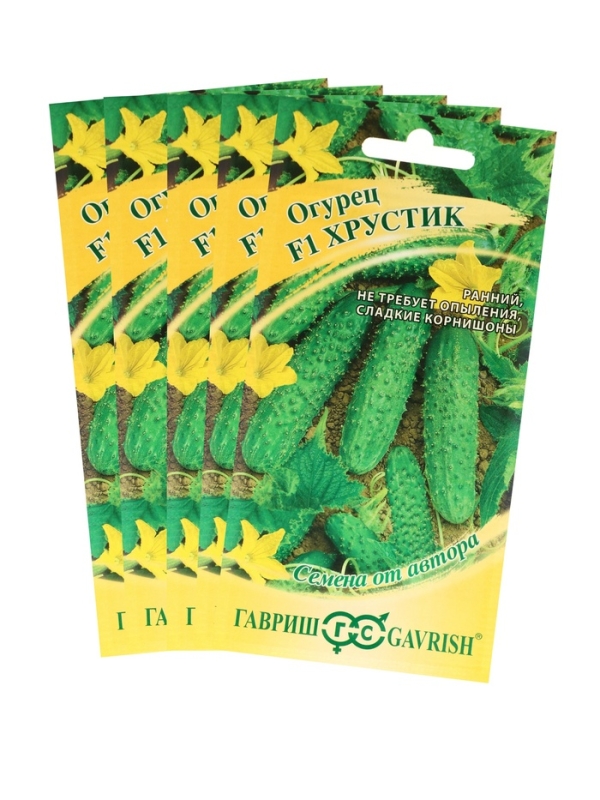 Семена Огурец Семена Огурец "Хрустик" F1, корнишон, скороспелый, партенокарпический, набор 5 шт