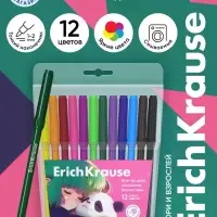 Фломастеры ErichKrause Panda Hugs, 12 цветов, в футляре с европодвесом