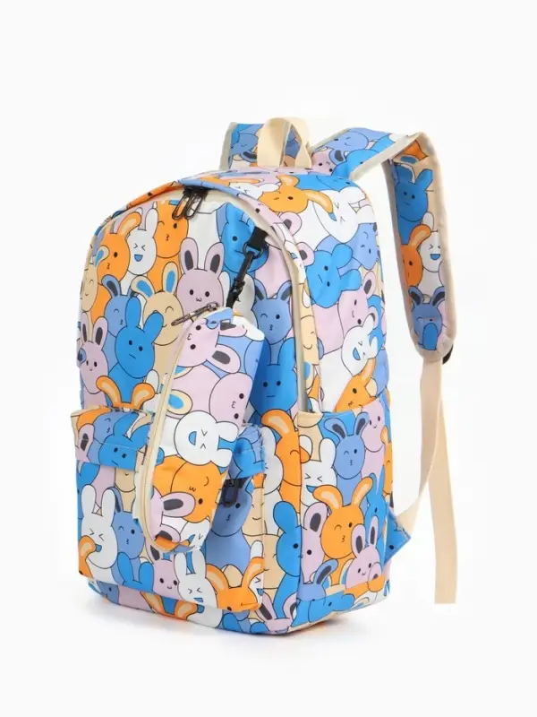 Рюкзак школьный &laquo;Зайки&raquo;, с пеналом, 29&times;12&times;41 см, разноцветный